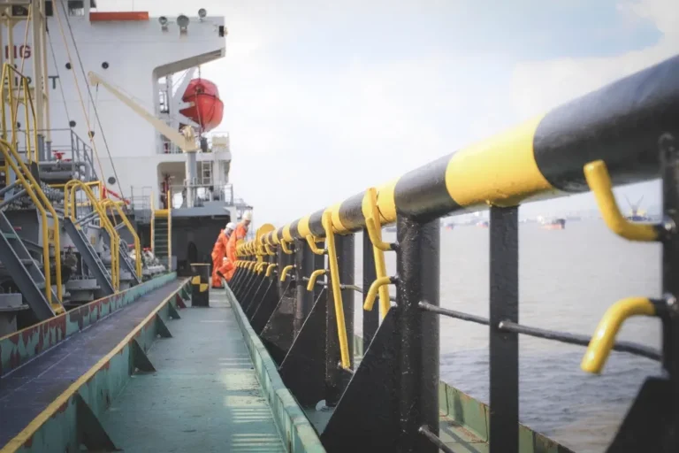 Tanker vessel underway at sea