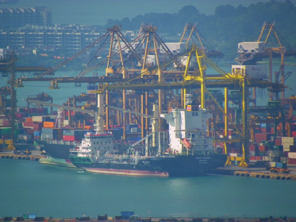 Commercial vessels in the Port of Singapore